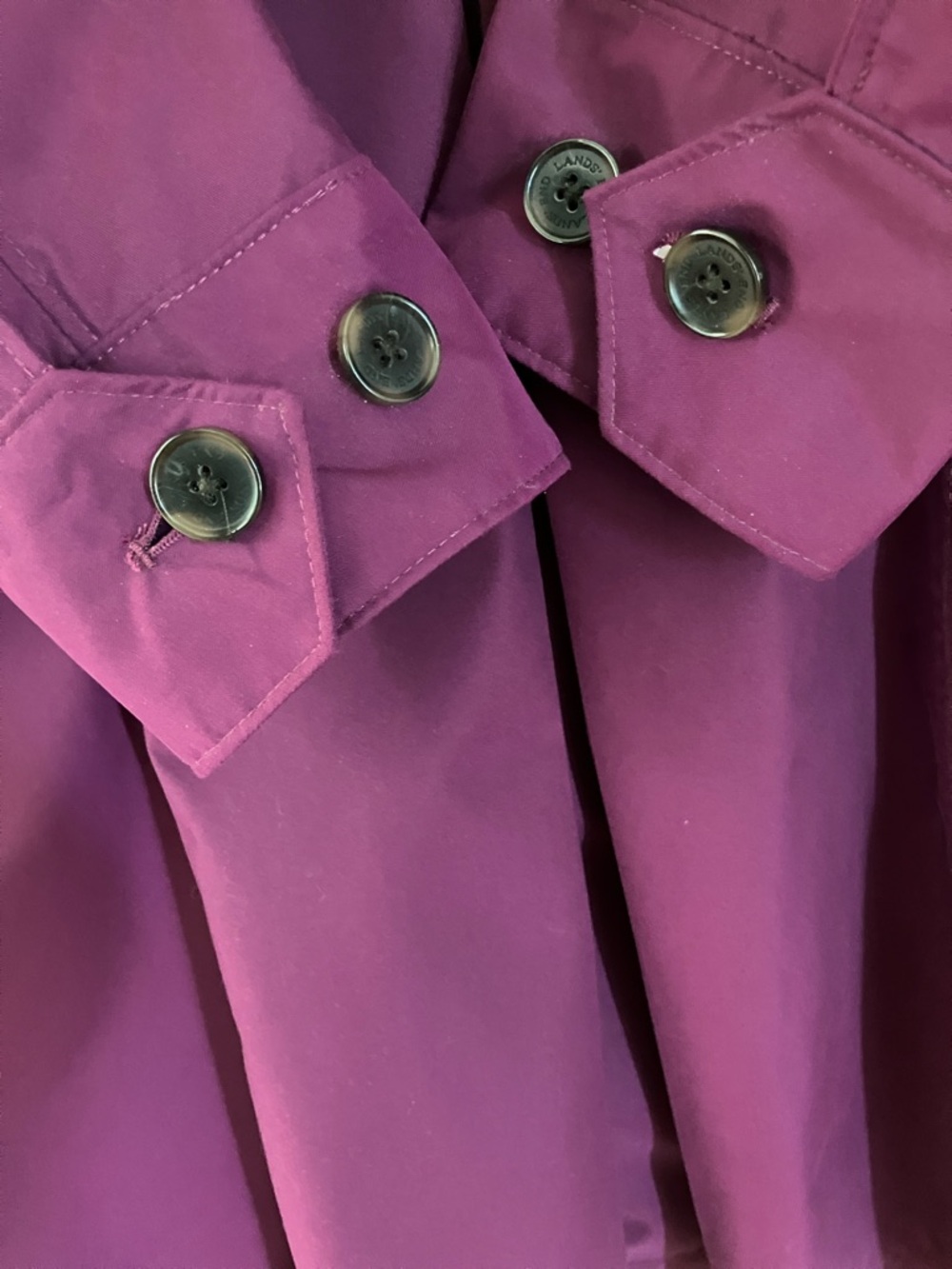 Lands' End Fuchsia Purple Spring Raincoat Trench Jacket Coat Small - Picture 7 of 16